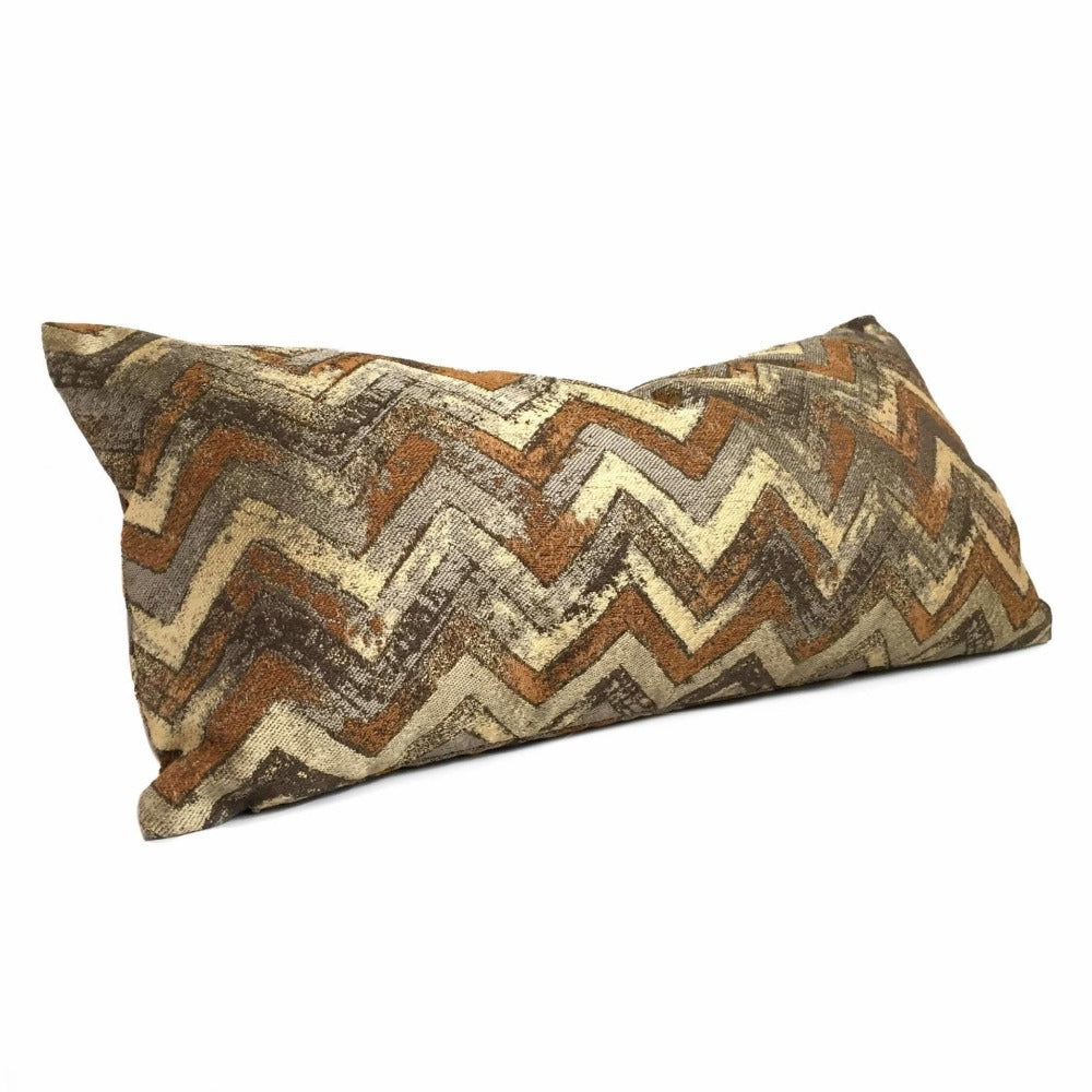 Earth Tones Herringbone Chevron Geometric Pillow Cover by Aloriam