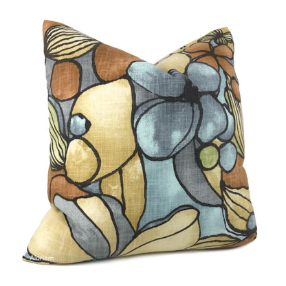 Eireann Modern Floral Slate Gray Brown Pillow Cover - Aloriam