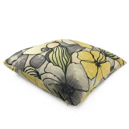 Eireann Modern Floral Yellow Gray Black Pillow Cover - Aloriam