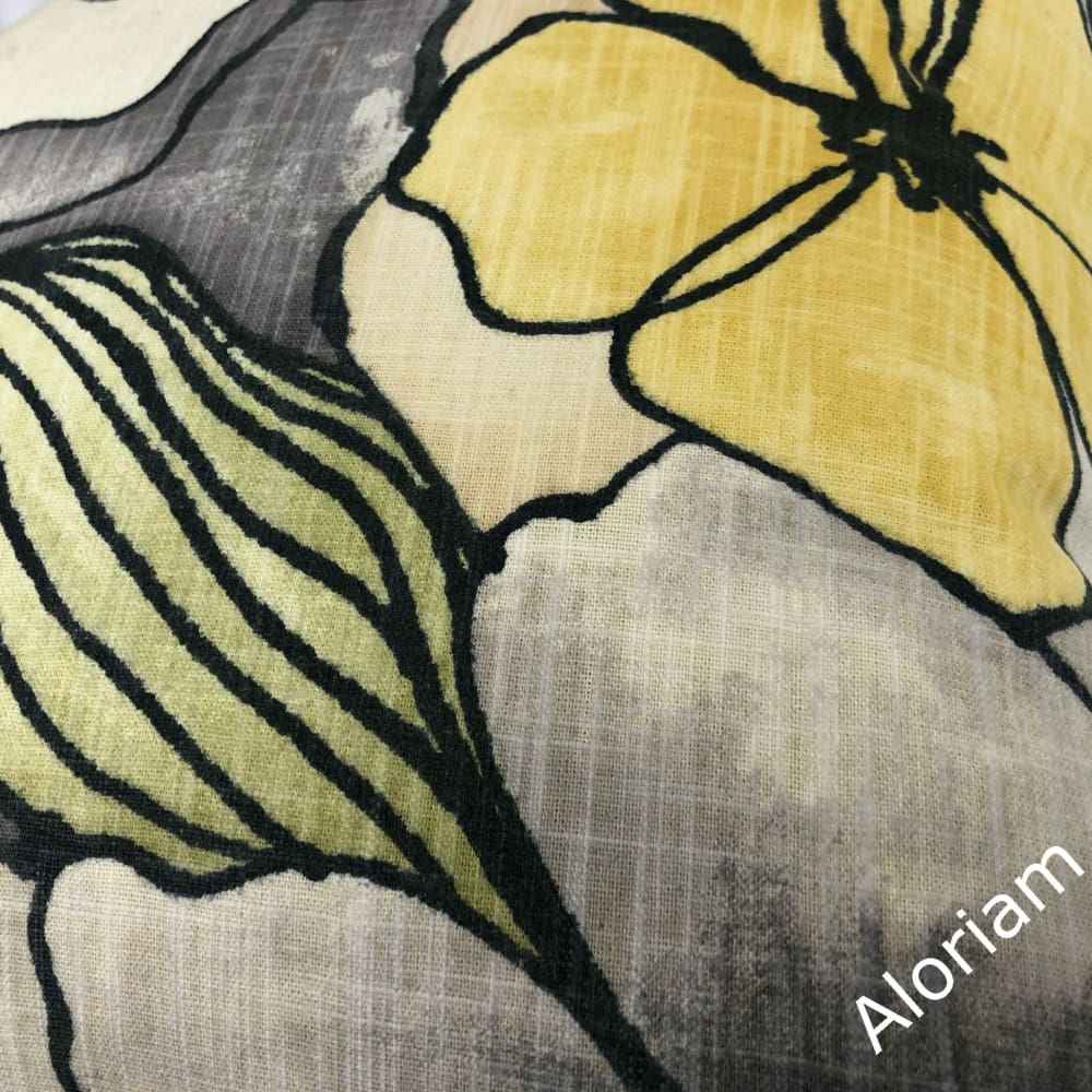 Eireann Modern Floral Yellow Gray Black Pillow Cover - Aloriam