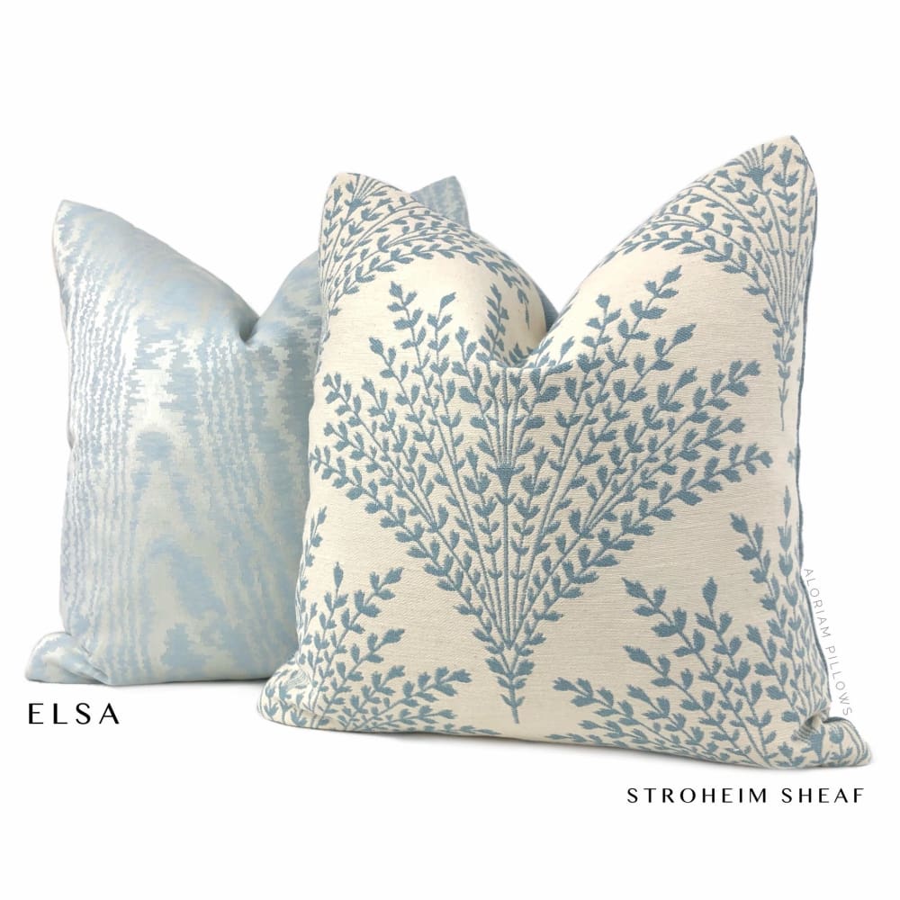 Elsa Ice Blue Faux Bois Pillow Cover - Aloriam