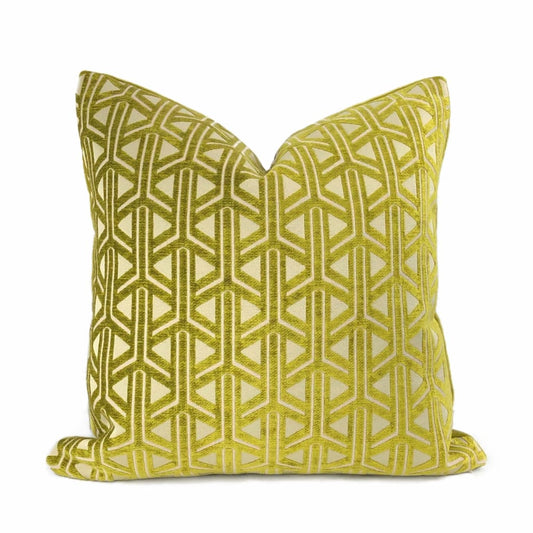 Emerson Chartreuse Wishbone Lattice Pillow Cover - Aloriam