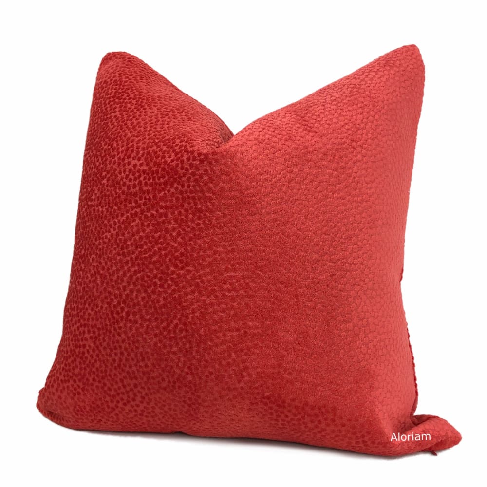 Esme Candy Apple Red Velvet Dots Pillow Cover - Aloriam