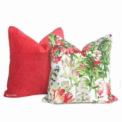 Esme Candy Apple Red Velvet Dots Pillow Cover - Aloriam