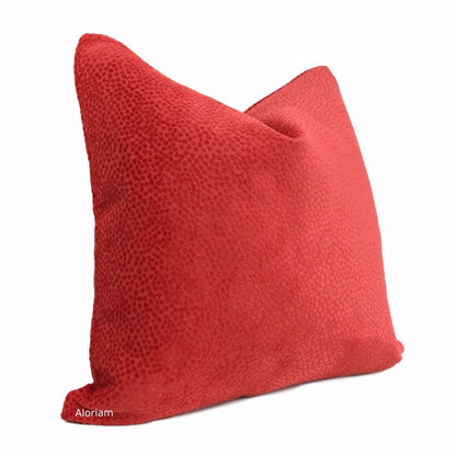 Esme Candy Apple Red Velvet Dots Pillow Cover - Aloriam