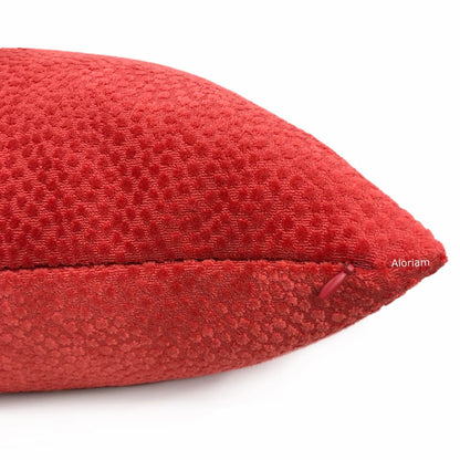 Esme Candy Apple Red Velvet Dots Pillow Cover - Aloriam