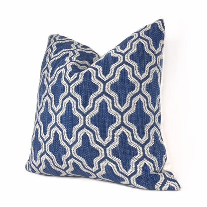 Ezra Blue White Moorish Tile Pillow Cover - Aloriam