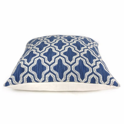 Ezra Blue White Moorish Tile Pillow Cover - Aloriam