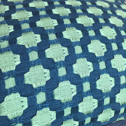 F Schumacher Betwixt Peacock Seaglass Blue Green Geometric Checks Pillow Cover - Aloriam