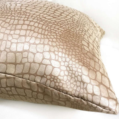 Fabricut Dundee Tan Faux Suede Alligator Crocodile Pattern Pillow Cover, Fits 12x18 12x24 14x20 16x26 16" 18" 20" 22" 24" Cushion Inserts