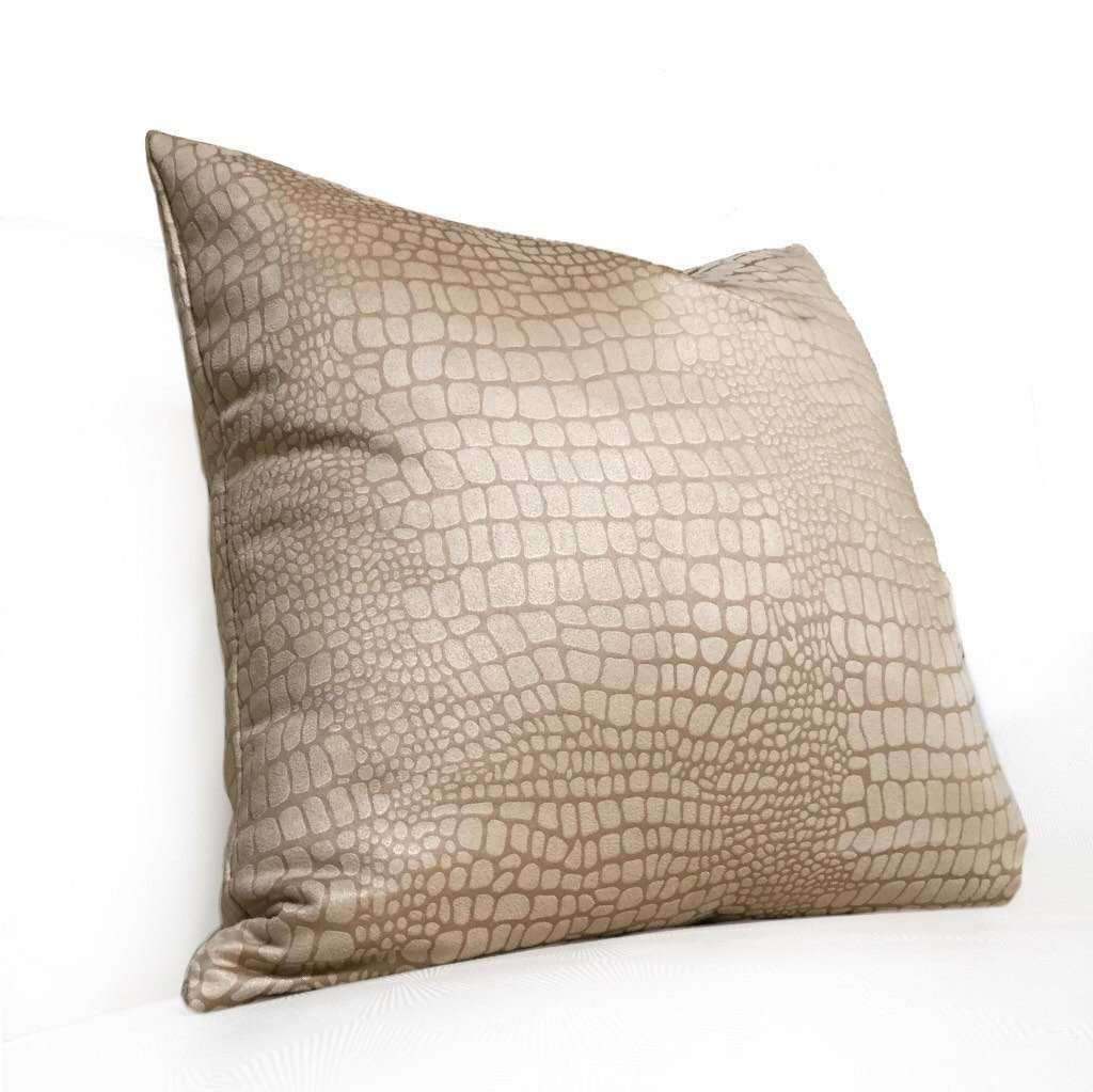 Fabricut Dundee Tan Faux Suede Alligator Crocodile Pattern Pillow Cover, Fits 12x18 12x24 14x20 16x26 16" 18" 20" 22" 24" Cushion Inserts