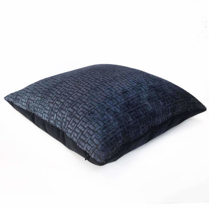 Fabricut Ink Blue Velvet Geometric Lattice Pillow Cover Cushion Pillow Case Euro Sham 16x16 18x18 20x20 22x22 24x24 26x26 28x28 Lumbar Pillow 12x18 12x20 12x24 14x20 16x26 by Aloriam