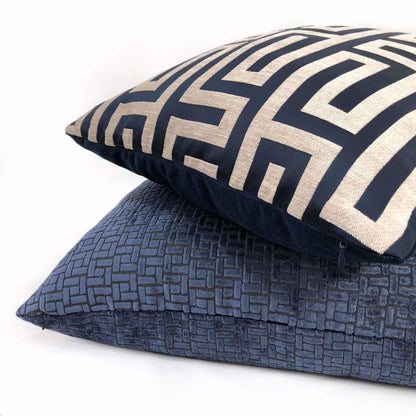 Fabricut Ink Blue Velvet Geometric Lattice Pillow Cover Cushion Pillow Case Euro Sham 16x16 18x18 20x20 22x22 24x24 26x26 28x28 Lumbar Pillow 12x18 12x20 12x24 14x20 16x26 by Aloriam