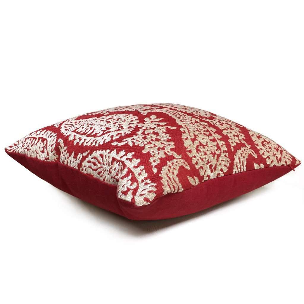 Fabricut Napoli Lacquer Red Gold Paisley Floral Pillow Cover by Aloriam Pillows