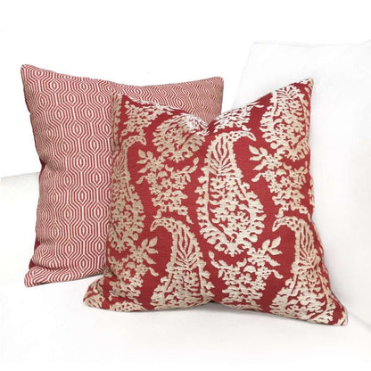 Fabricut Napoli Lacquer Red Gold Paisley Floral Pillow Cover Cushion Pillow Case Euro Sham 16x16 18x18 20x20 22x22 24x24 26x26 28x28 Lumbar Pillow 12x18 12x20 12x24 14x20 16x26 by Aloriam