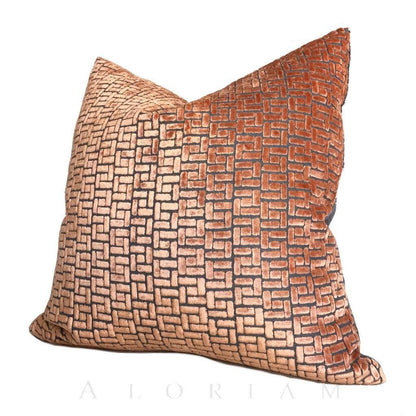 Fabricut Tangerine Orange Cut Velvet Geometric Lattice Pillow Cover Cushion Pillow Case Euro Sham 16x16 18x18 20x20 22x22 24x24 26x26 28x28 Lumbar Pillow 12x18 12x20 12x24 14x20 16x26 by Aloriam