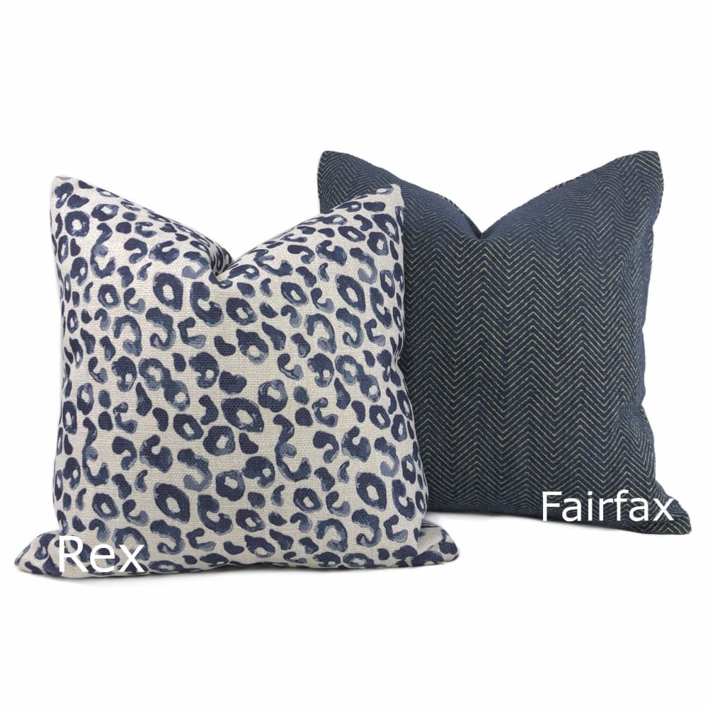 Fairfax Blue & Gold Herringbone Chevron Pillow Cover - Aloriam