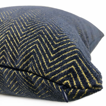 Fairfax Blue & Gold Herringbone Chevron Pillow Cover - Aloriam