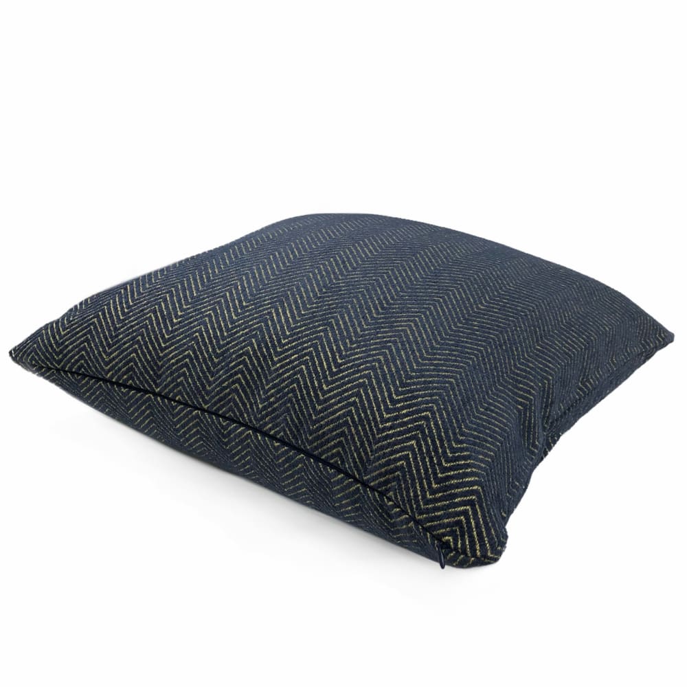 Fairfax Blue & Gold Herringbone Chevron Pillow Cover - Aloriam