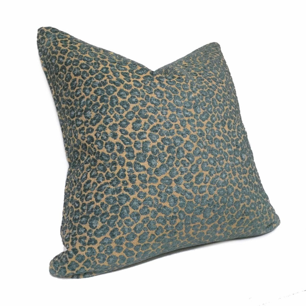 Conga Line Pillow Cover // China Seas Conga Line Leopard Animal Print Aqua Linen Pillow Cover 20x20 22x22 Accent Pillow on sale 18 20 22 24 26