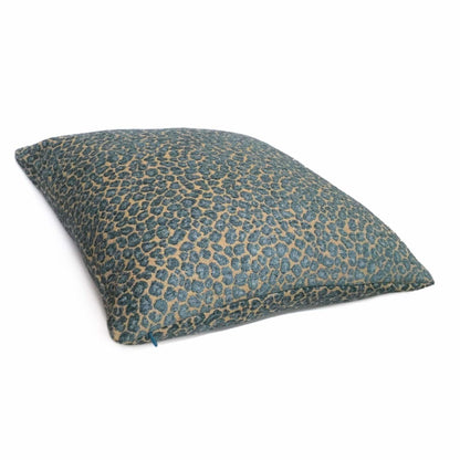 Felix Teal & Tan Brown Chenille Leopard Spots Lumbar Pillow 12x18 12x20 12x24 14x20 16x26