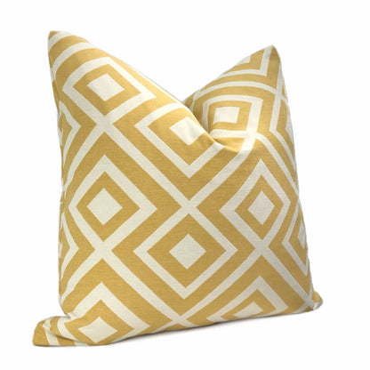 Fenwick Maize Yellow Cream Geometric Lattice Pillow Cover - Aloriam