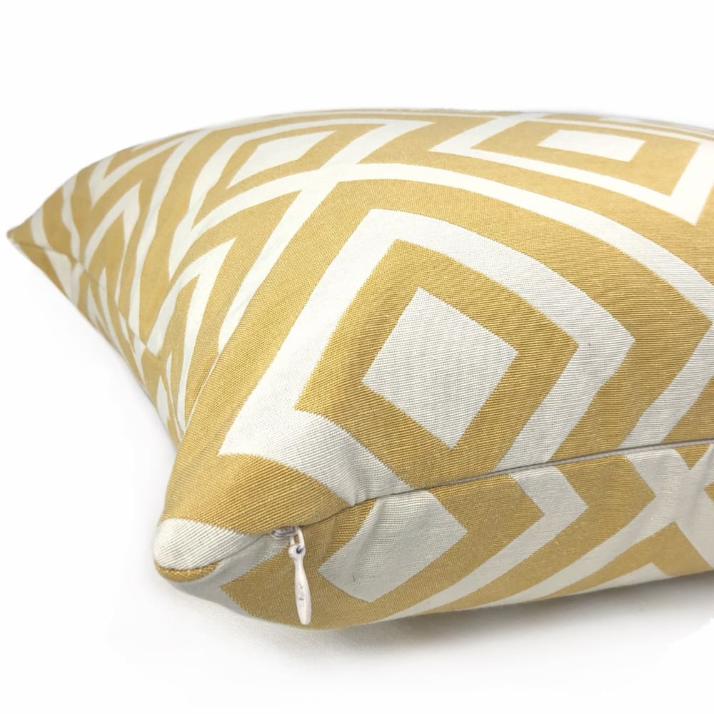 Fenwick Maize Yellow Cream Geometric Lattice Pillow Cover - Aloriam