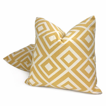 Fenwick Maize Yellow Cream Geometric Lattice Pillow Cover - Aloriam