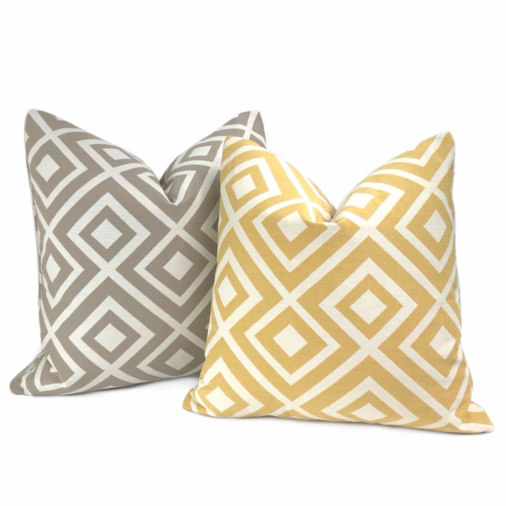 Fenwick Maize Yellow Cream Geometric Lattice Pillow Cover - Aloriam