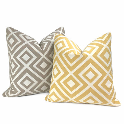 Fenwick Maize Yellow Cream Geometric Lattice Pillow Cover - Aloriam