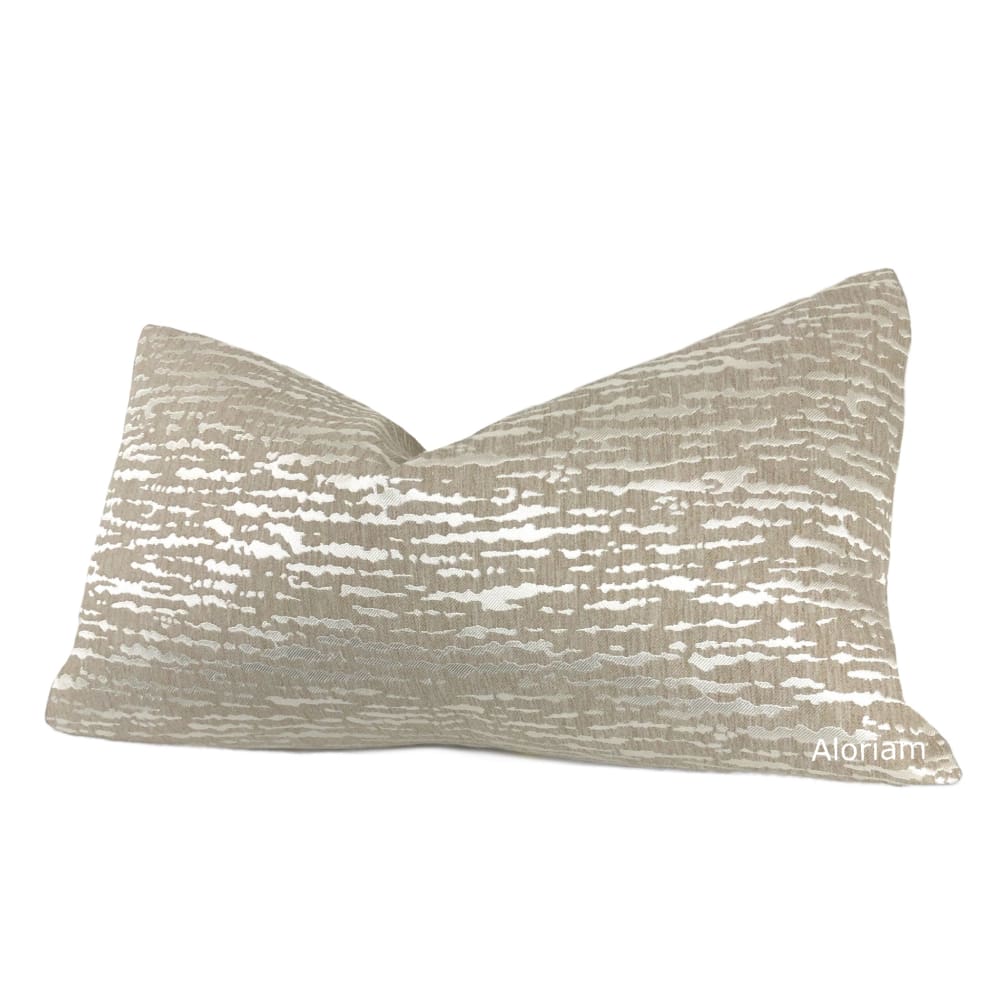 Fiona Oyster Champagne Beige Abstract Lines Pillow Cover - Aloriam