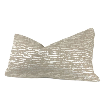 Fiona Oyster Champagne Beige Abstract Lines Pillow Cover - Aloriam