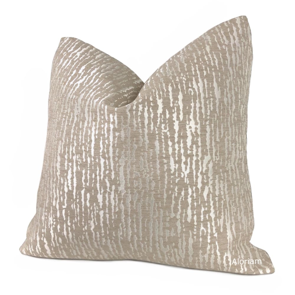 Fiona Oyster Champagne Beige Abstract Lines Pillow Cover - Aloriam