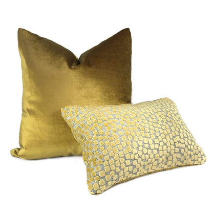 Flurries Citrine Yellow Cut Velvet Dots Pillow Cover - Aloriam