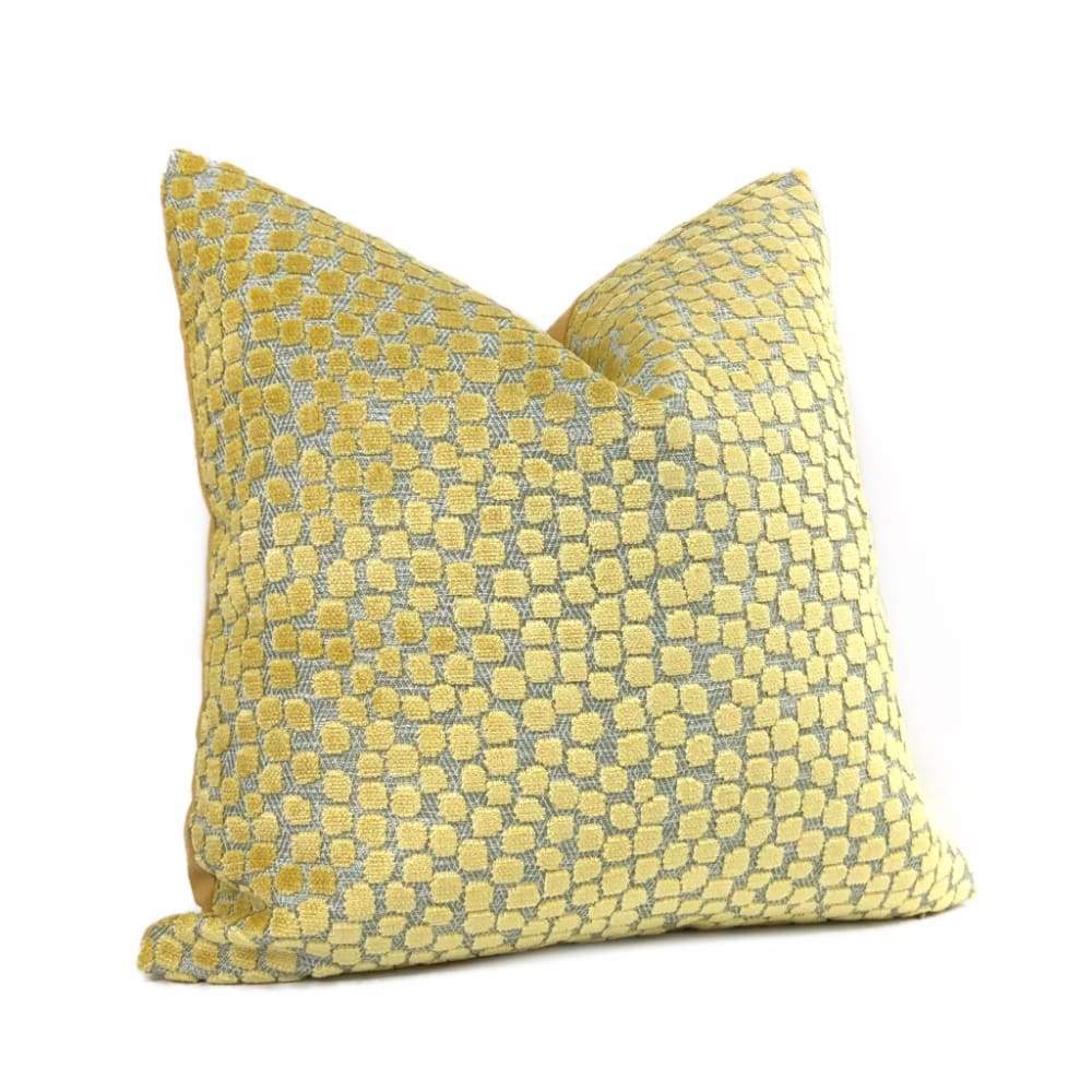 Flurries Citrine Yellow Cut Velvet Dots Pillow Cover - Aloriam