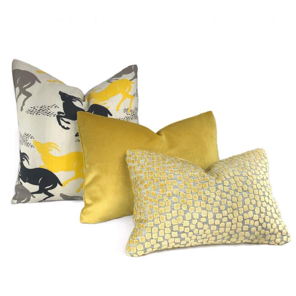 Flurries Citrine Yellow Cut Velvet Dots Pillow Cover - Aloriam