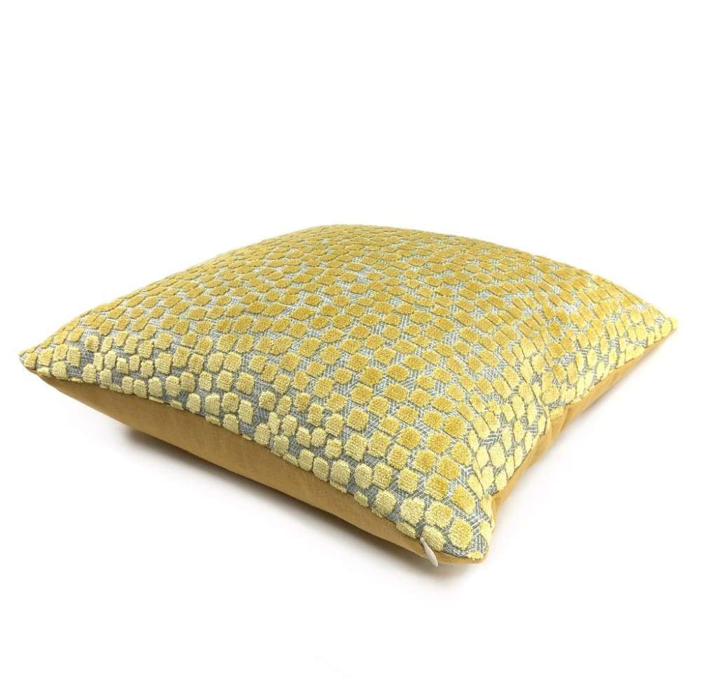 Flurries Citrine Yellow Cut Velvet Dots Pillow Cover - Aloriam