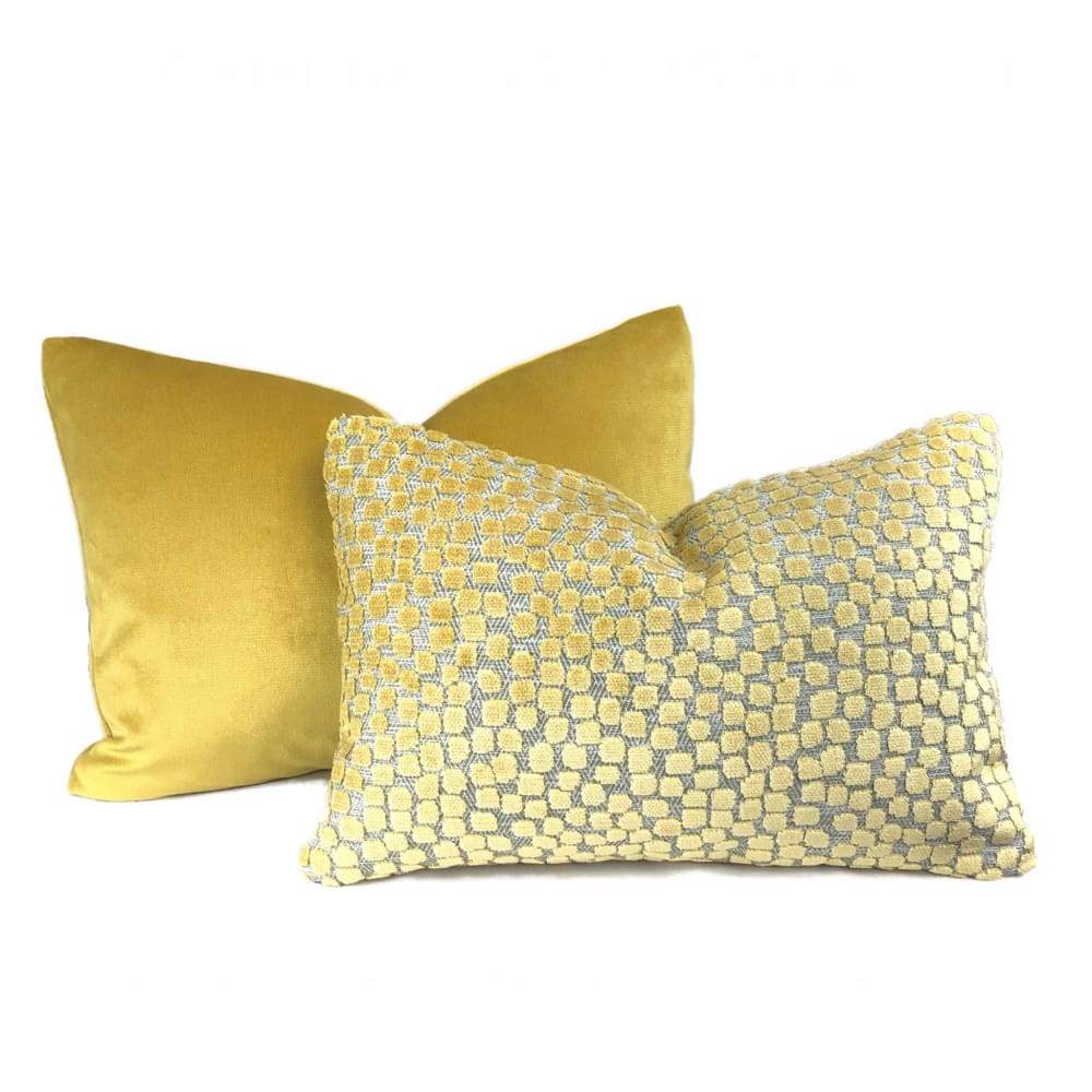 Flurries Citrine Yellow Cut Velvet Dots Pillow Cover - Aloriam