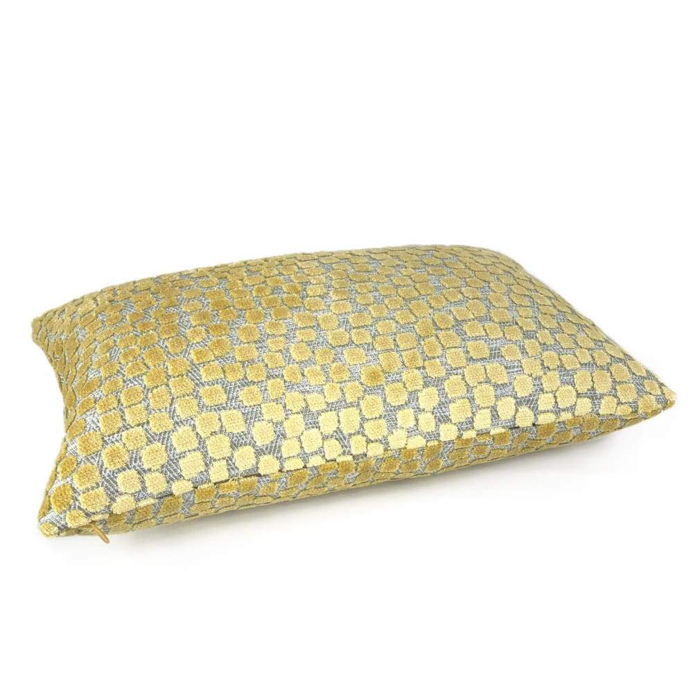 Flurries Citrine Yellow Cut Velvet Dots Pillow Cover - Aloriam