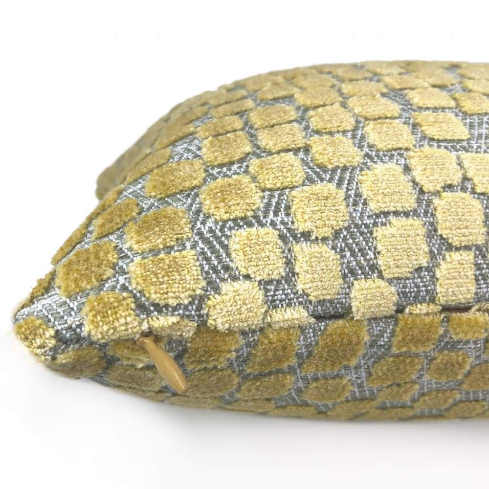 Flurries Citrine Yellow Cut Velvet Dots Pillow Cover - Aloriam