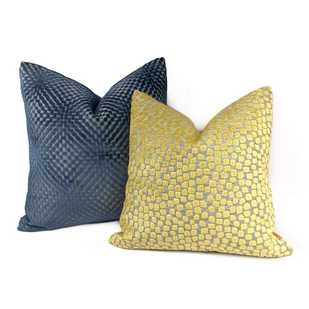 Flurries Citrine Yellow Cut Velvet Dots Pillow Cover - Aloriam