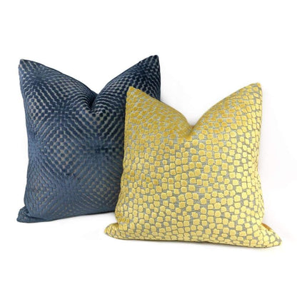 Flurries Citrine Yellow Cut Velvet Dots Pillow Cover - Aloriam