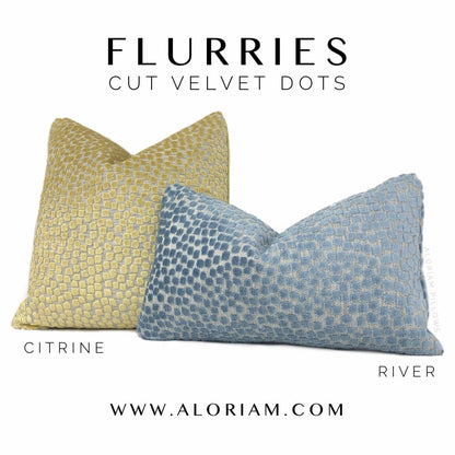 Flurries Citrine Yellow Cut Velvet Dots Pillow Cover - Aloriam