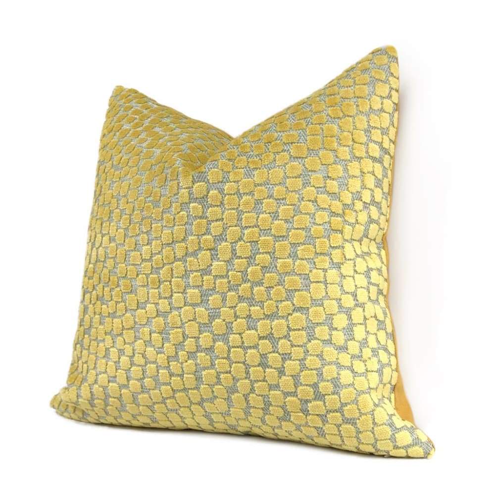 Flurries Citrine Yellow Cut Velvet Dots Pillow Cover - Aloriam