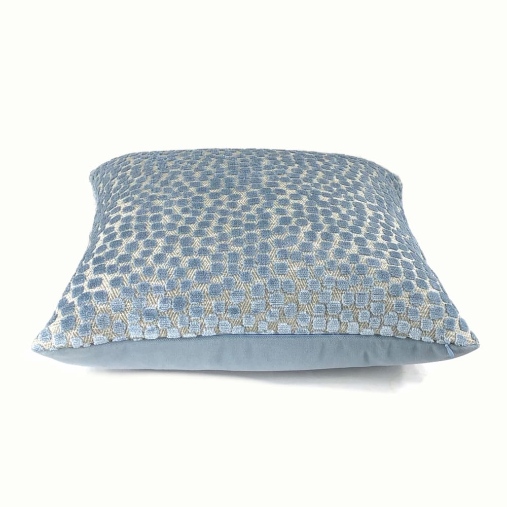 Flurries River Blue Cut Velvet Dots Pillow Cover - Aloriam