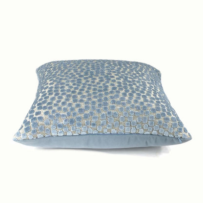 Flurries River Blue Cut Velvet Dots Pillow Cover - Aloriam