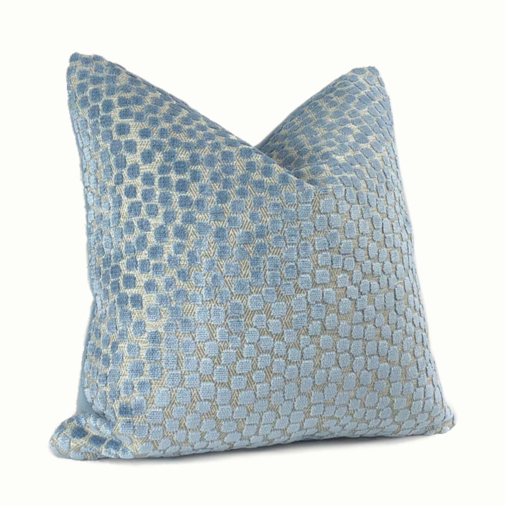 Flurries River Blue Cut Velvet Dots Pillow Cover - Aloriam