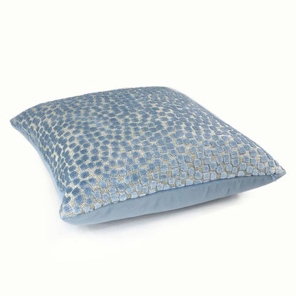 Flurries River Blue Cut Velvet Dots Pillow Cover - Aloriam