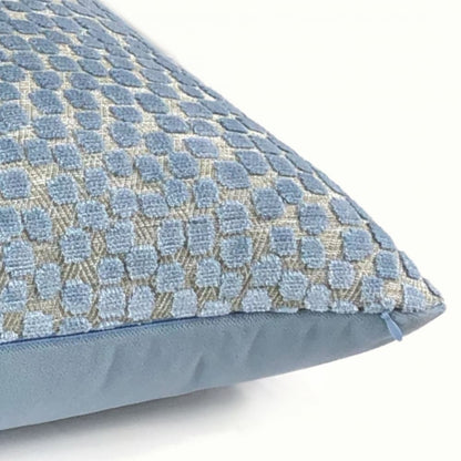 Flurries River Blue Cut Velvet Dots Pillow Cover - Aloriam