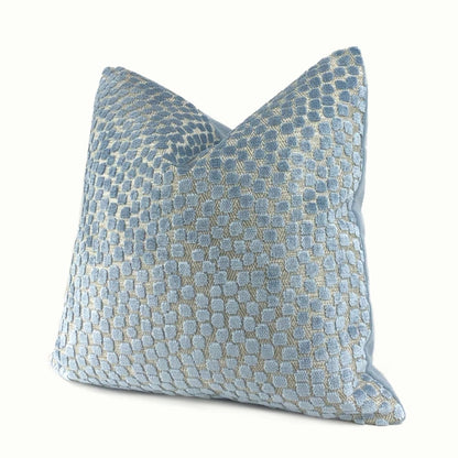 Flurries River Blue Cut Velvet Dots Pillow Cover - Aloriam